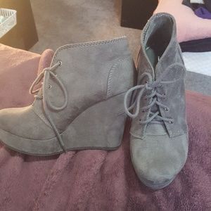 Gray wedge booties size 7.5